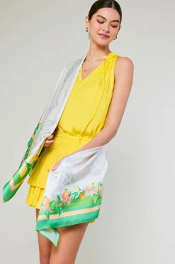Current Air Accessories-Recycled Signature Print Large Scarf TUSCANGREENCITRUS
