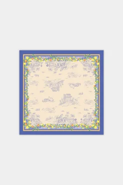 Current Air Accessories-Recycled Signature Print Large Scarf TUSCANBLUECITRUS