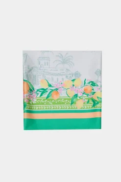 Current Air Accessories-Recycled Signature Print Large Scarf TUSCANGREENCITRUS