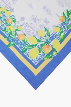 Current Air Accessories-Recycled Signature Print Large Scarf TUSCANBLUECITRUS
