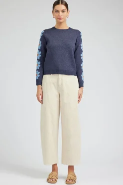 Current Air Knitwear | Sweaters-Retro Daisy Motif Sweater NAVY
