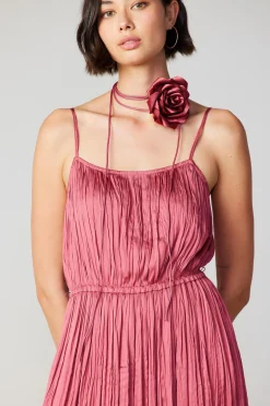 Current Air Midi Dresses-Rose Applique Cami Dress ROUGEBLUSH