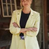 Current Air Coats & Jackets-Ruched Sleeve Blazer LEMON