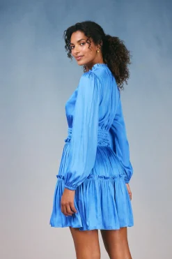 Current Air Mini Dresses-Ruffled Neck Mini Dress AZUREBLUE