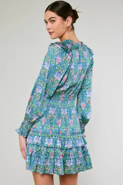 Current Air Mini Dresses-Ruffled Surplice Floral Mini Dress GREEN