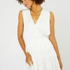 Current Air Mini Dresses-Ruffled Surplice Mini Dress WHITE