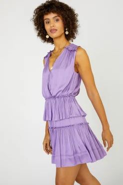 Current Air Mini Dresses-Ruffled Surplice Mini Dress DUSTYLILAC