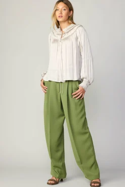 Current Air Long Sleeve Tops-Ruffled Yoke Blouse ECRU