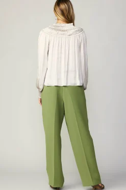 Current Air Long Sleeve Tops-Ruffled Yoke Blouse ECRU