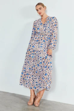 Current Air Maxi Dresses-Sapphire Cenote Print Maxi Dress BLUEMLT