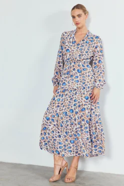 Current Air Maxi Dresses-Sapphire Cenote Print Maxi Dress BLUEMLT