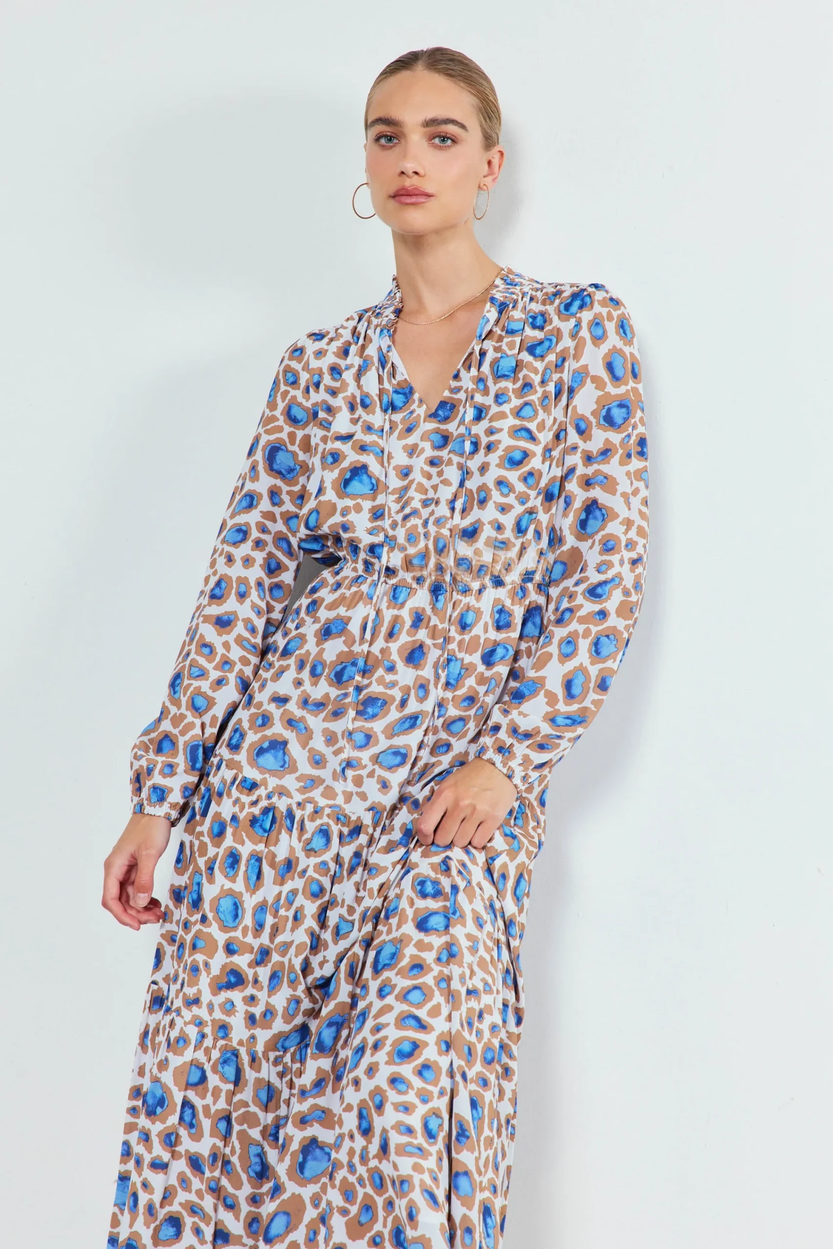 Current Air Maxi Dresses-Sapphire Cenote Print Maxi Dress BLUEMLT