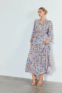 Current Air Maxi Dresses-Sapphire Cenote Print Maxi Dress BLUEMLT