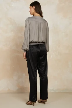 Current Air Pants-Satin Straight Leg Pants BLACK