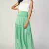Current Air Skirts-Satin Weave Maxi Skirt COOLGREEN