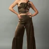 Current Air Pants-Satin Wide Leg Pants OLIVEGOLD