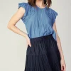 Current Air Skirts-Scallop Eyelet Skirt DARKNAVY