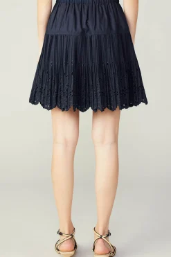 Current Air Skirts-Scallop Eyelet Skirt DARKNAVY