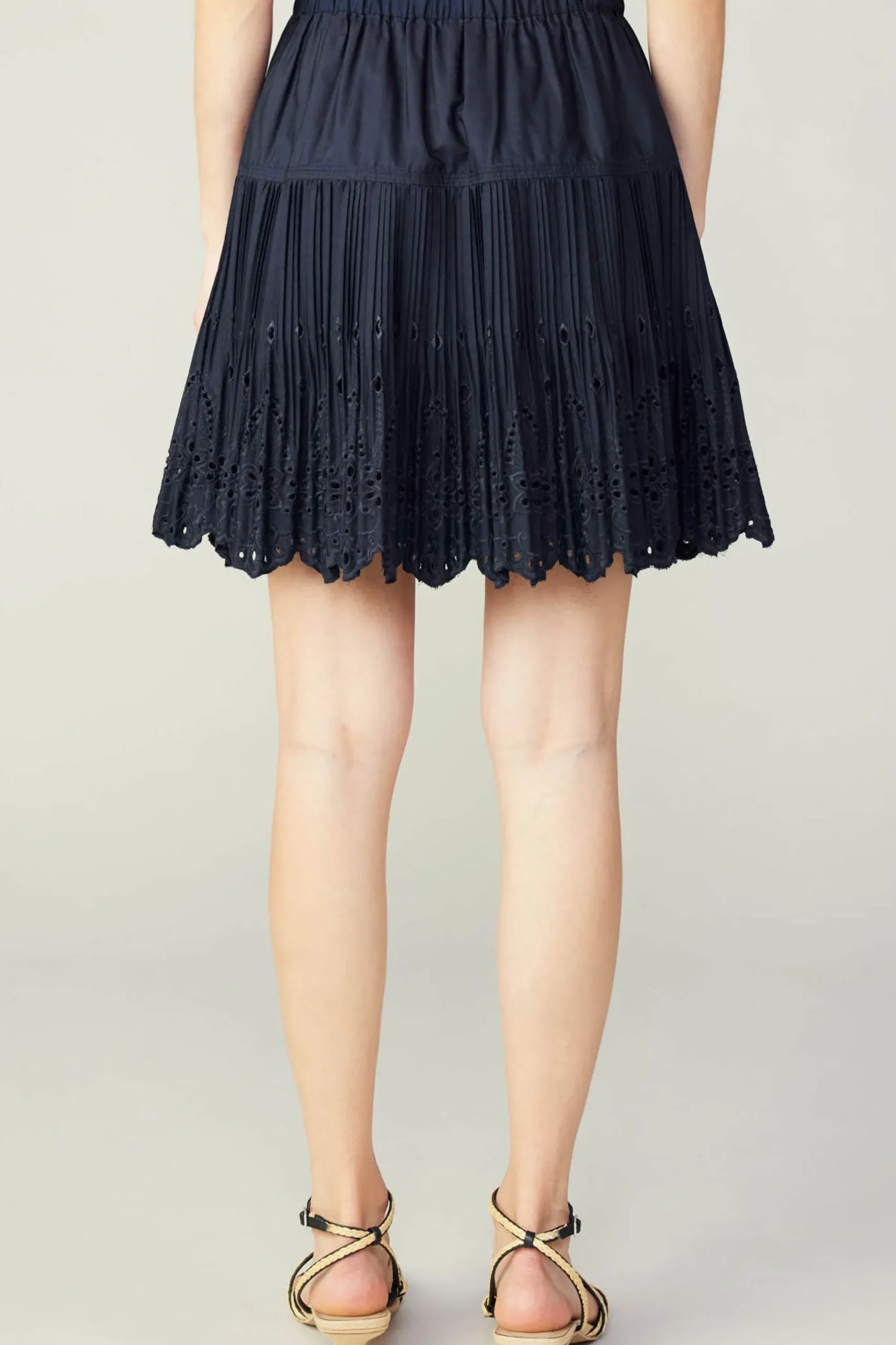 Current Air Skirts-Scallop Eyelet Skirt DARKNAVY