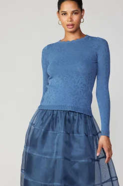 Current Air Long Sleeve Tops | Sweaters-Scalloped Knit Top AEGEANBLUE