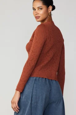 Current Air Long Sleeve Tops | Sweaters-Scalloped Knit Top RUST