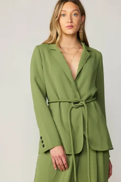 Current Air Coats & Jackets-Self Tie Blazer OLIVE