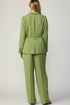 Current Air Coats & Jackets-Self Tie Blazer OLIVE