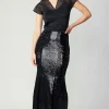 Current Air Skirts-Sequin Flared Skirt BLACK