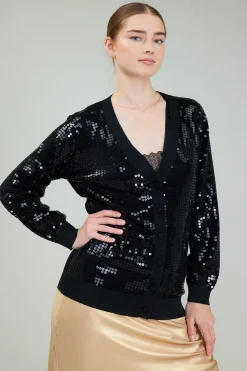 Current Air Cardigans-Sequin Jacket BLACK