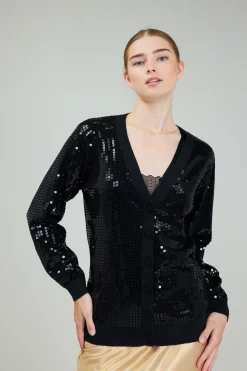 Current Air Cardigans-Sequin Jacket BLACK