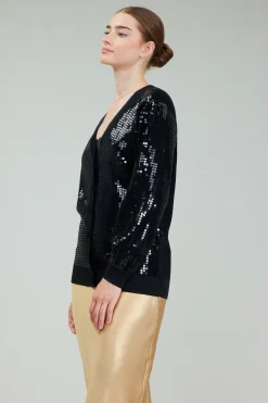Current Air Cardigans-Sequin Jacket BLACK