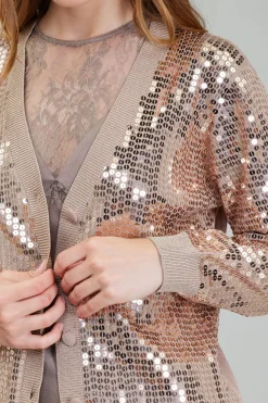 Current Air Cardigans-Sequin Jacket TAUPE
