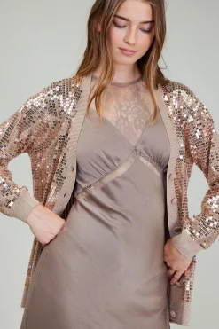 Current Air Cardigans-Sequin Jacket TAUPE