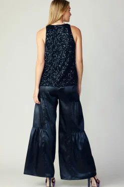 Current Air Sleeveless Tops-Sequin Sleeveless Top SAPPHIREBLUE