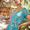 Current Air Midi Dresses-Sereia Botanical Motif Midi Dress TEAL