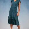 Current Air Midi Dresses-Sereia Pleated Midi Dress SLATEGREEN