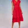 Current Air Midi Dresses-Sereia Pleated Midi Dress RED