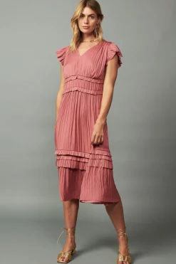 Current Air Midi Dresses-Sereia Pleated Midi Dress MAUVE