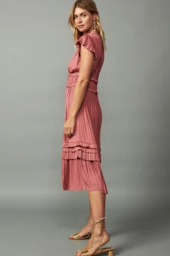 Current Air Midi Dresses-Sereia Pleated Midi Dress MAUVE