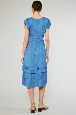 Current Air Midi Dresses-Sereia Pleated Midi Dress FADEDBLUE