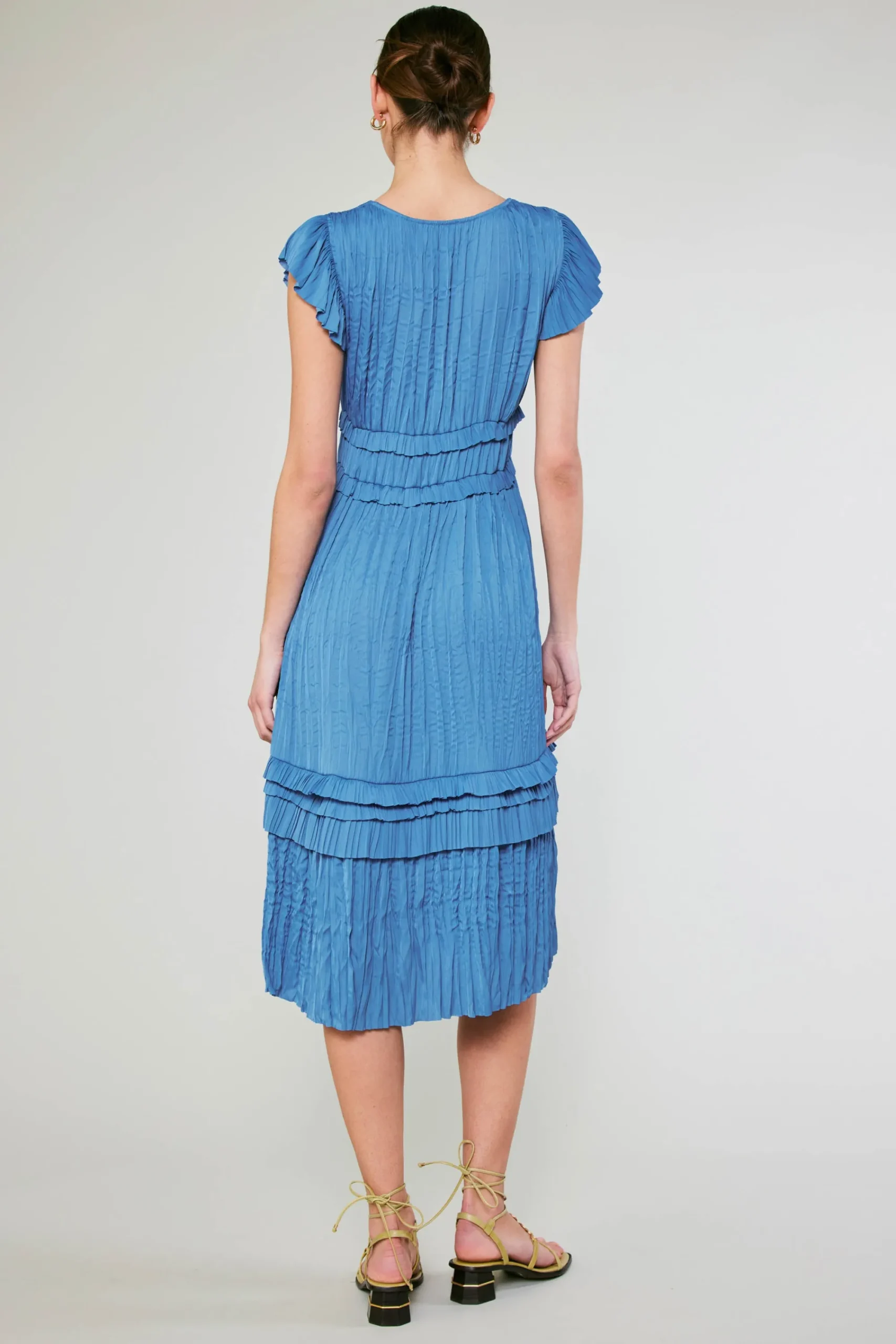 Current Air Midi Dresses-Sereia Pleated Midi Dress FADEDBLUE