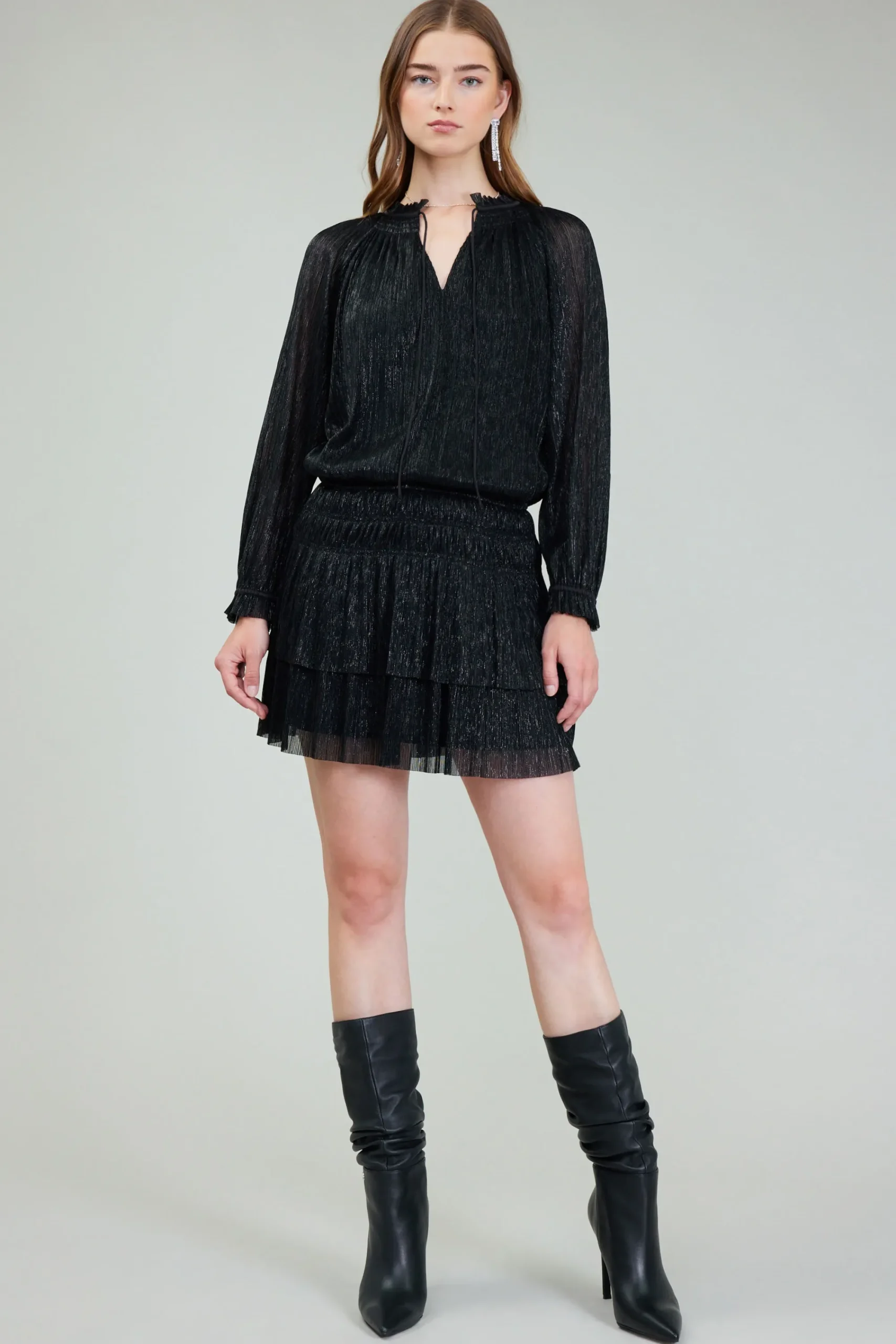 Current Air Mini Dresses-Shimmering Mini Dress BLACK