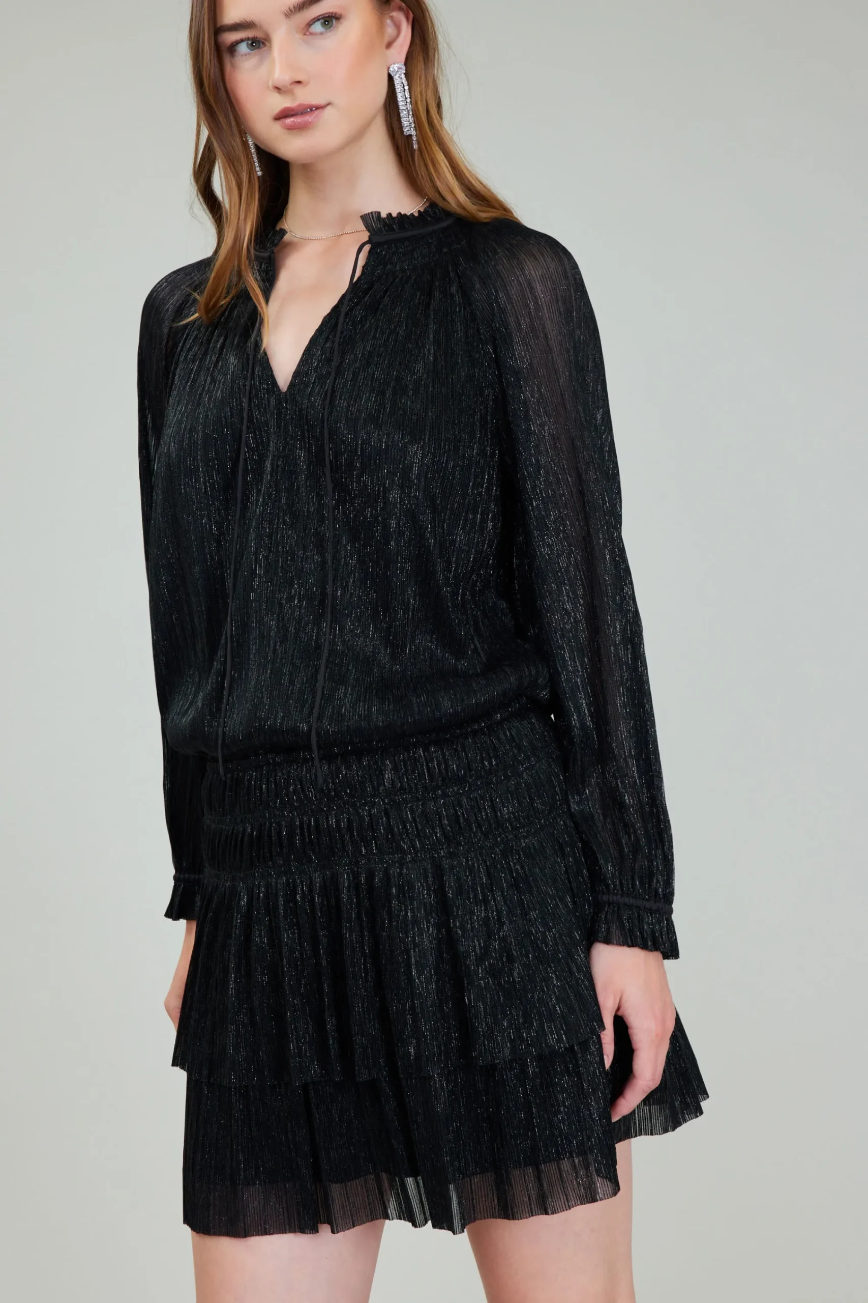Current Air Mini Dresses-Shimmering Mini Dress BLACK