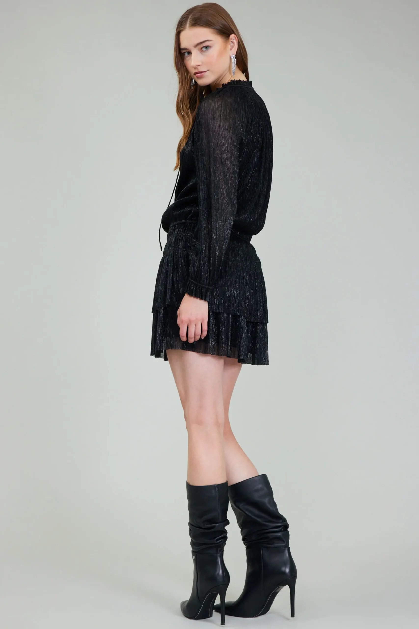Current Air Mini Dresses-Shimmering Mini Dress BLACK