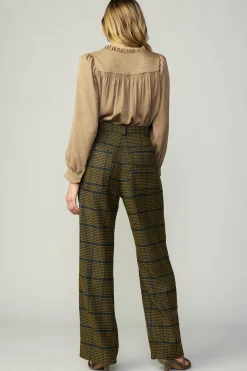 Current Air Long Sleeve Tops-Shirred Jacquard Blouse BRONZE