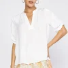Current Air Short Sleeve Tops-Shirred Sleeve Blouse OFW