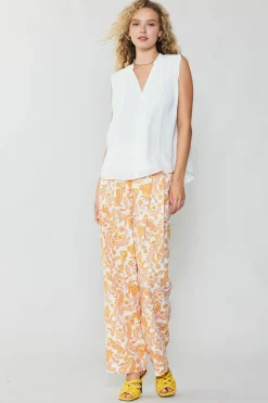 Current Air Sleeveless Tops-Shirred Sleeveless Top CREAMWHITE