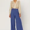 Current Air Pants-Shirred Wide Leg Pants DENIMBLUE