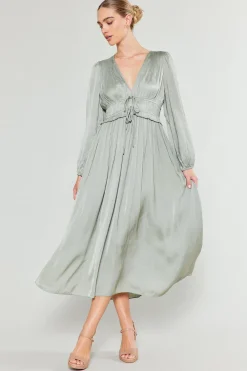 Current Air Maxi Dresses-Sidonie Pleated Maxi Dress SAGE
