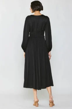 Current Air Maxi Dresses-Sidonie Pleated Maxi Dress BLACK